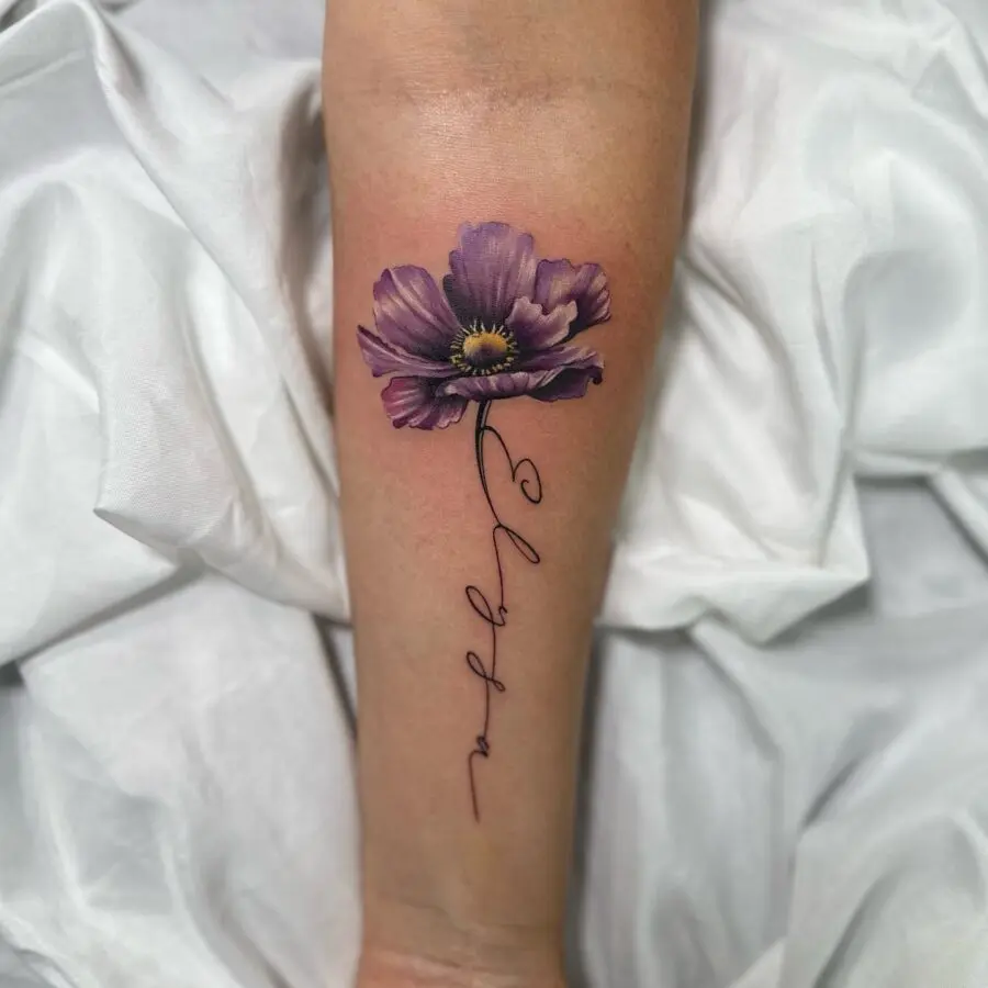 Elegant Floral Tribute Tattoo with Signature