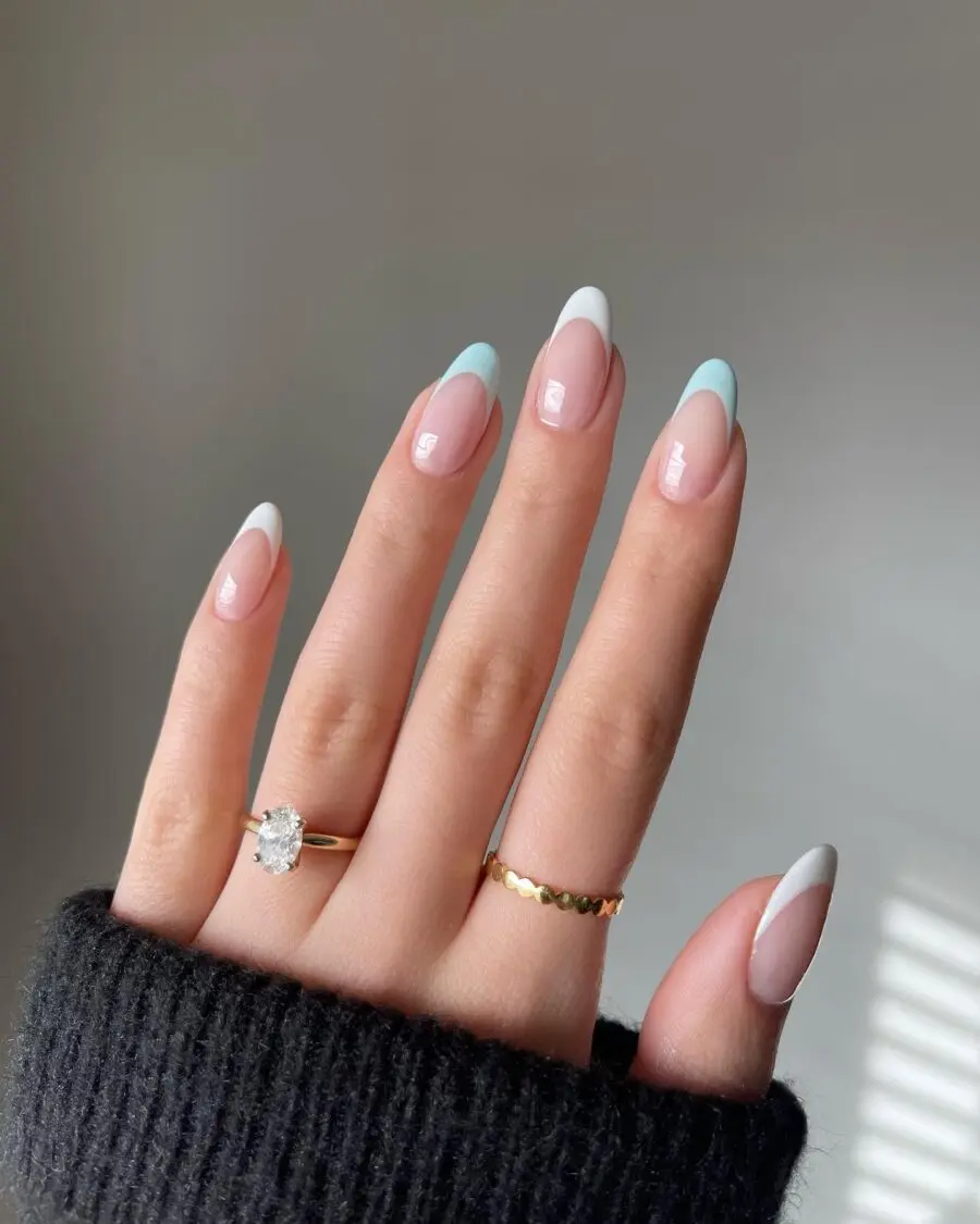 Stylish pastel French tip acrylic nails