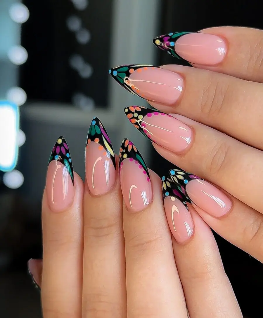Vibrant French Tip Acrylic Nail Design