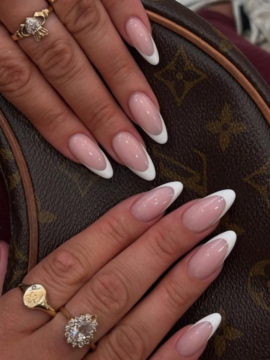 Elegant French Tip Acrylic Nail Design