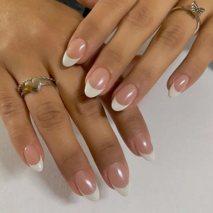 Elegant French Tip Acrylic Nail Design