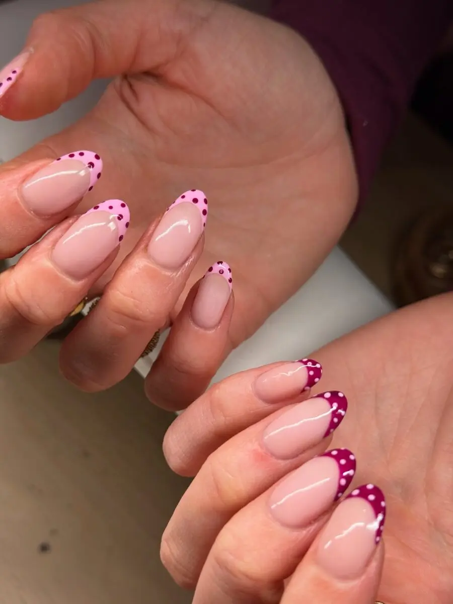 Stylish French Tips with Playful Polka Dots