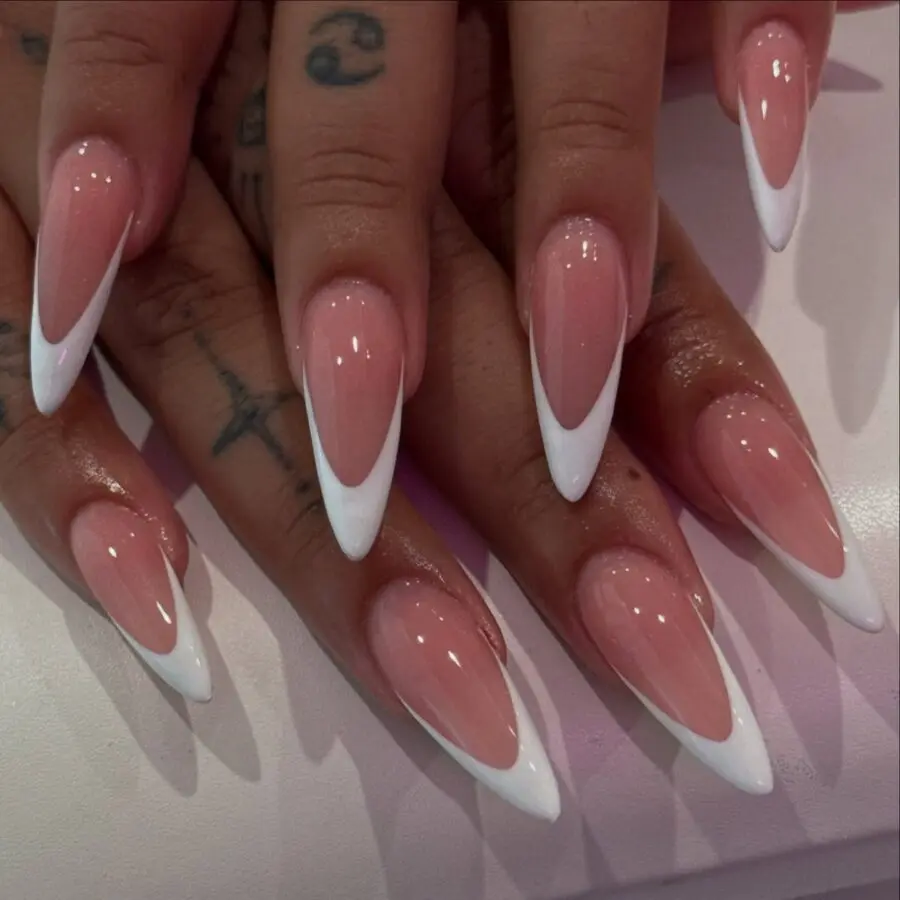 Chic Pink and White French Tip Design