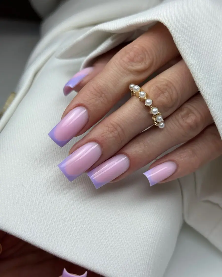Elegant French Tip with Purple Hues