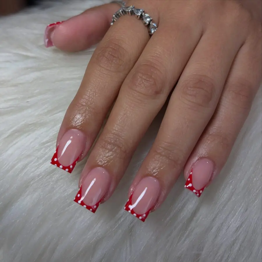 Charming French Tips with Fun Polka Dots