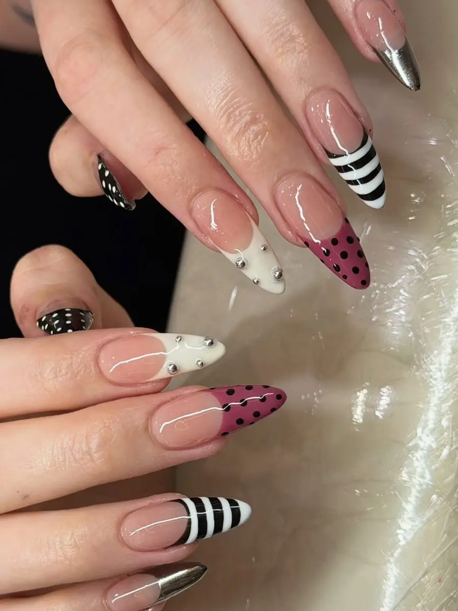 Playful French Tip Acrylic Nail Designs