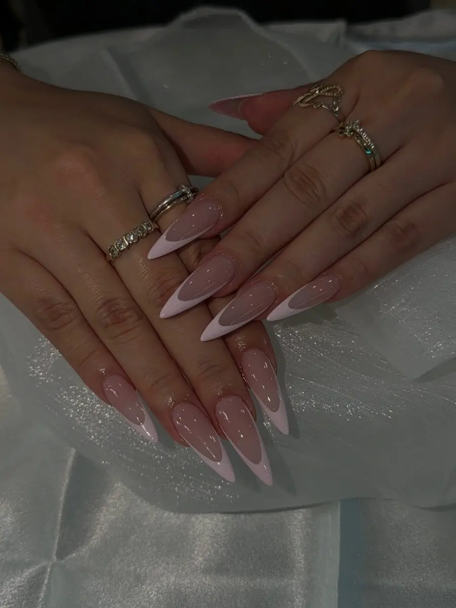 Elegant French Tip Acrylic Nail Design