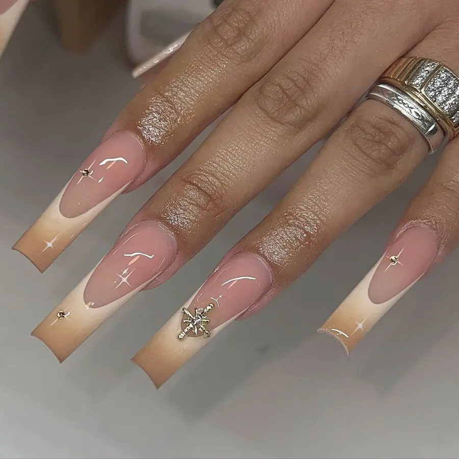 Elegant ombre french tip acrylic nails design