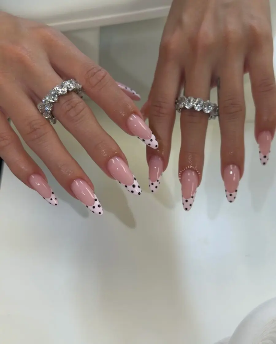 Chic French Tips with Playful Dots