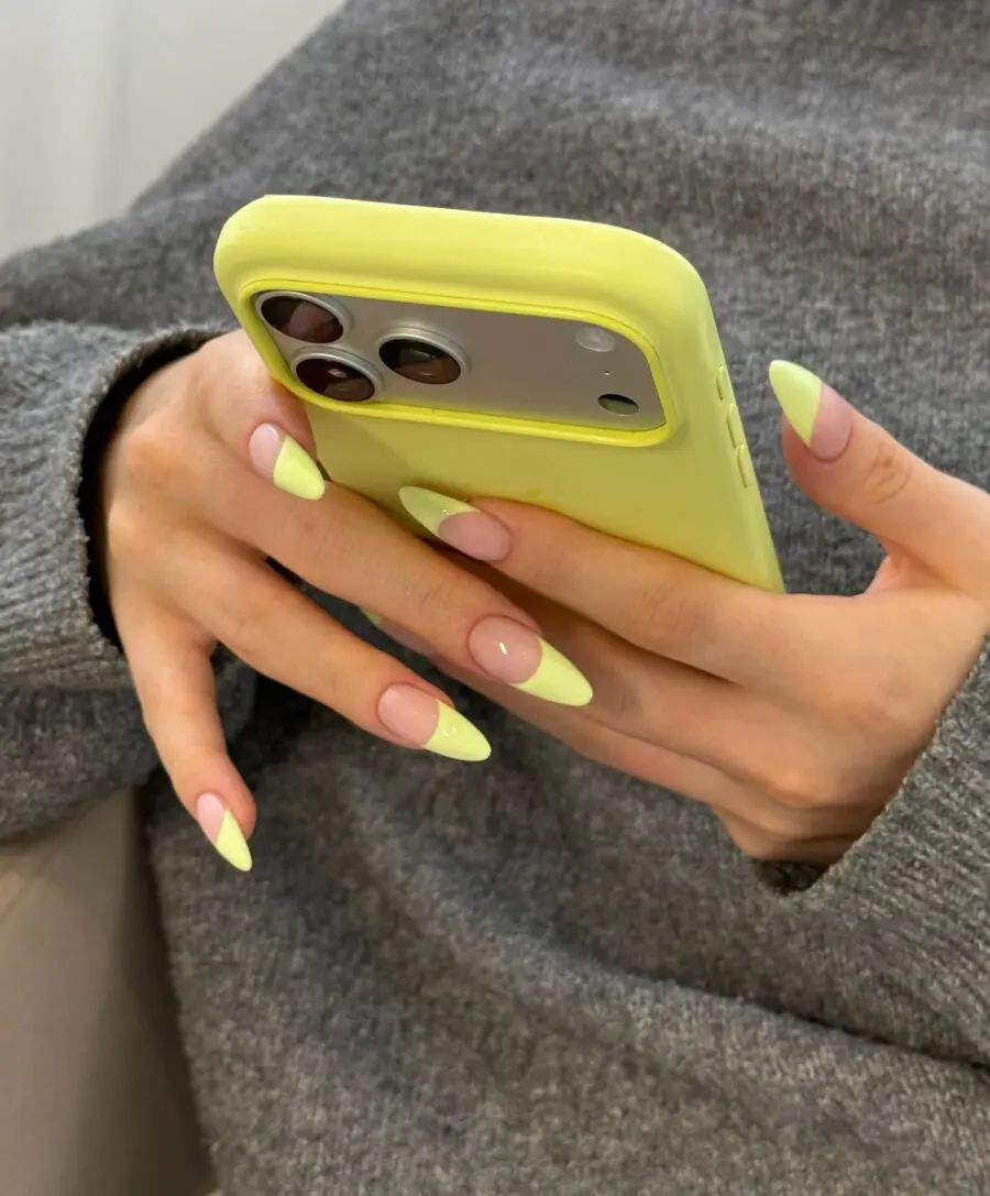 Vibrant Yellow French Tip Acrylic Nails