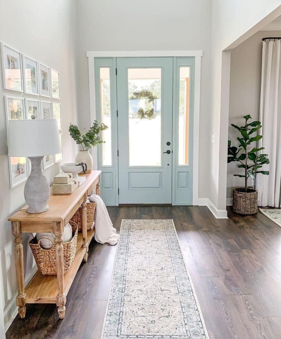 Charming entryway with pastel accents