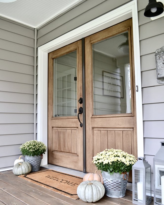 Charming front door with welcoming accents