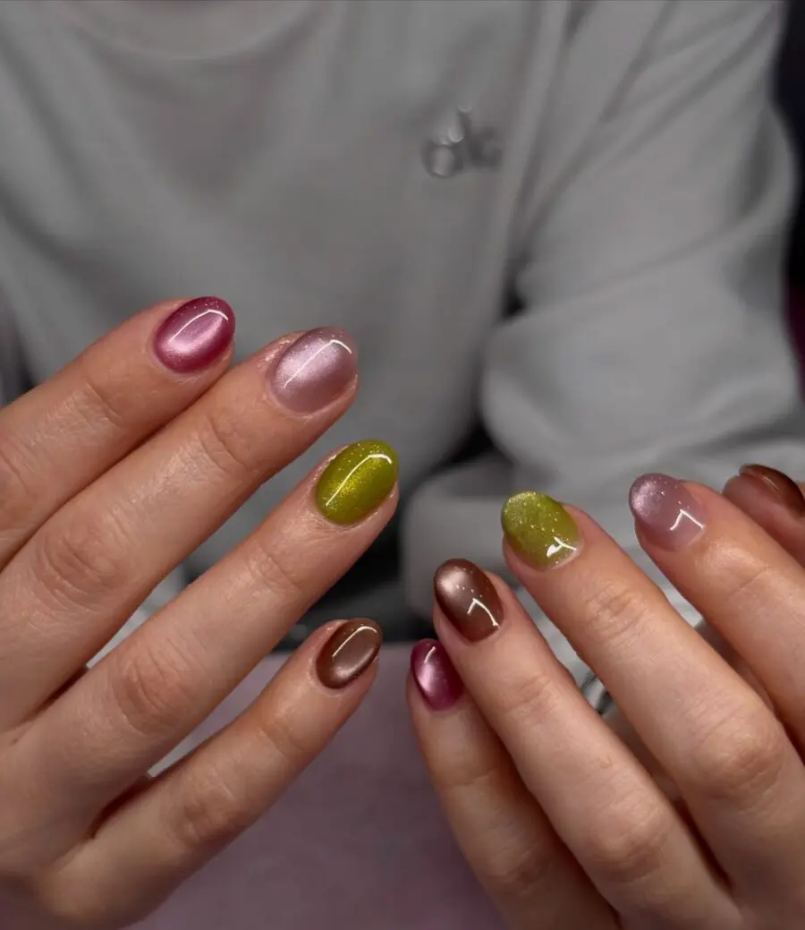 Gorgeous multi-colored Hailey Bieber-inspired nails