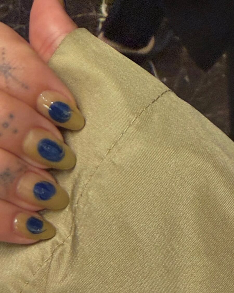 Chic nude and blue nail design inspiration