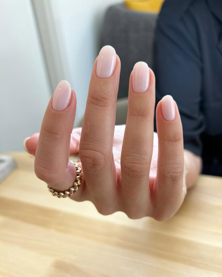 Chic and minimalistic pink French manicure style