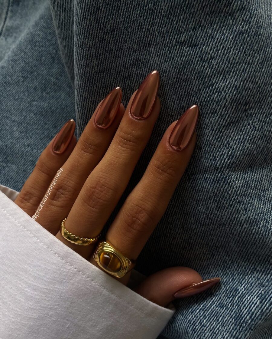 Sophisticated rose gold nail design inspiration