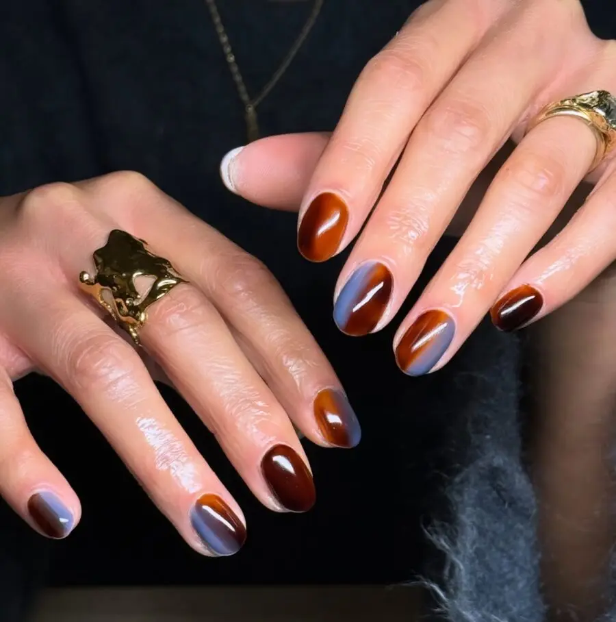 Stylish nails with a stunning brown gradient