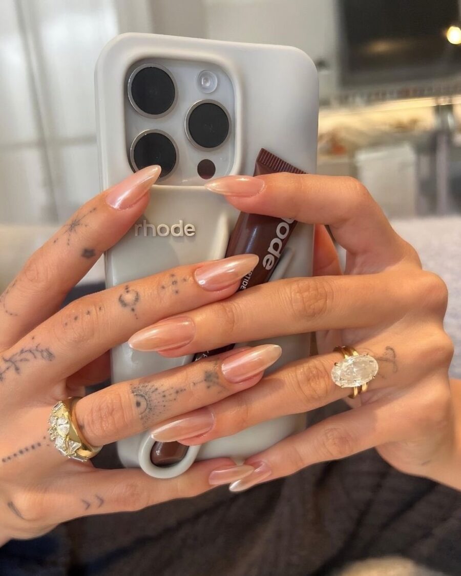 Stylish Nude Ombre Nails with Classy Accents