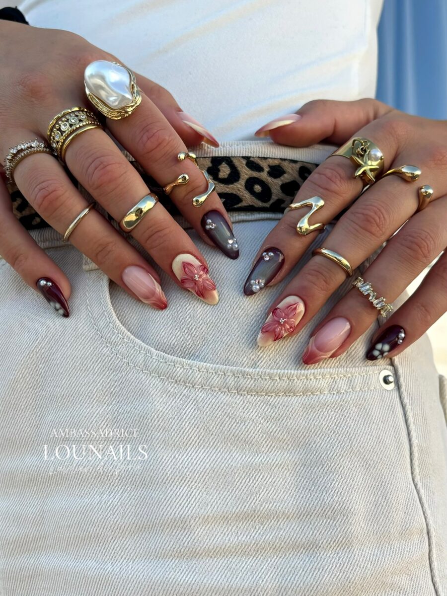 Chic floral nail art with a trendy twist