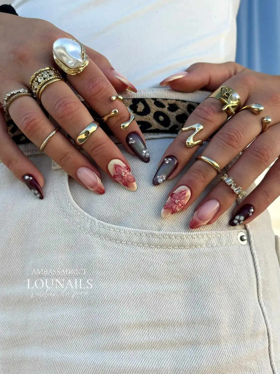 Chic floral nail art with a trendy twist