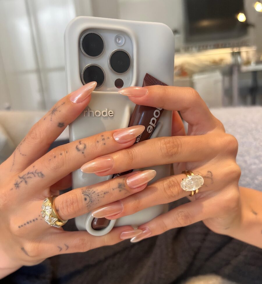 Chic Almond-Shaped Nude Nails by Hailey