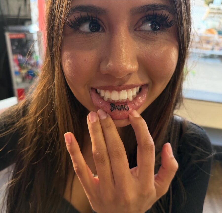 Intriguing hidden lip tattoo revealed casually