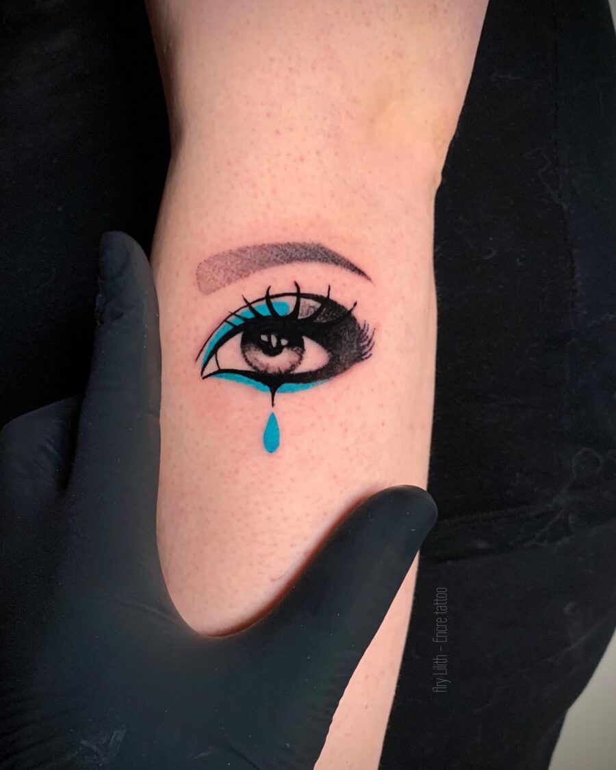 Expressive eye tattoo with vibrant details