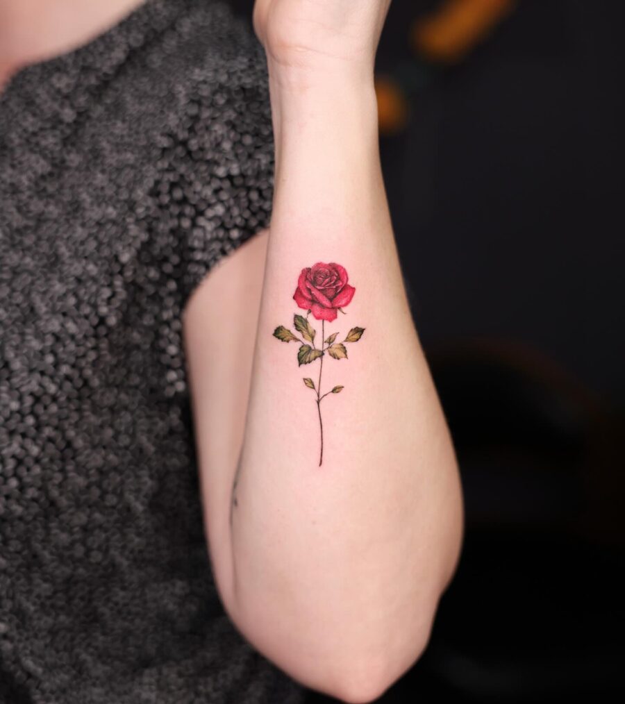 Beautiful rose tattoo symbolizing love and remembrance