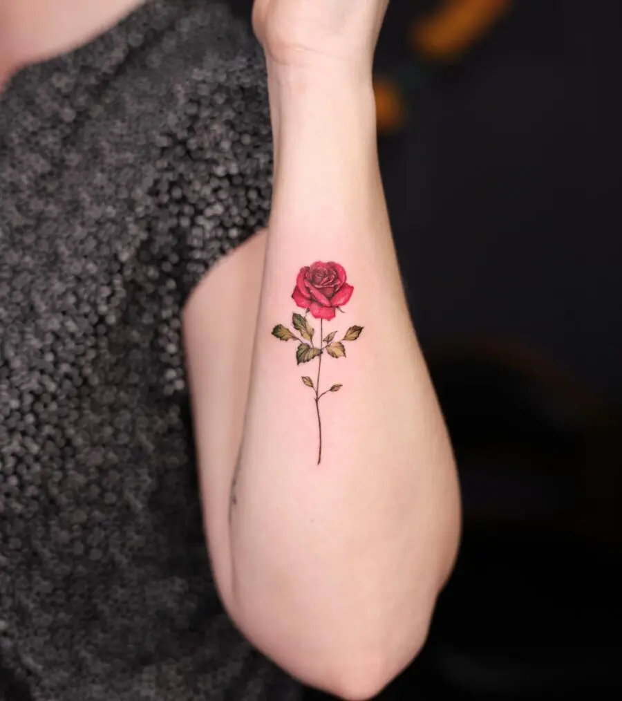 Beautiful rose tattoo symbolizing love and remembrance
