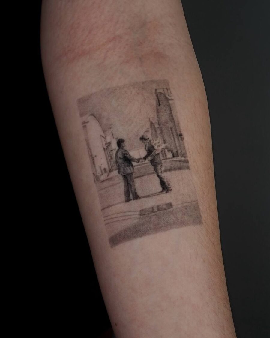 Beautiful black and gray memorial tattoo design
