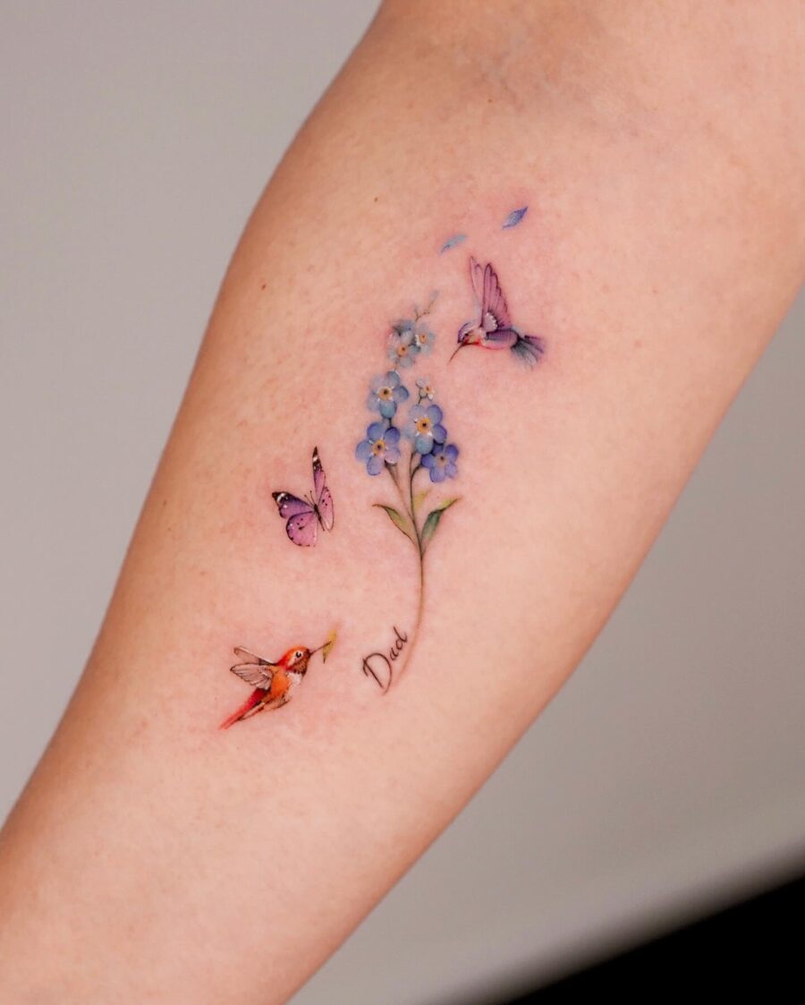 Beautiful memorial tattoo celebrating a dad's love