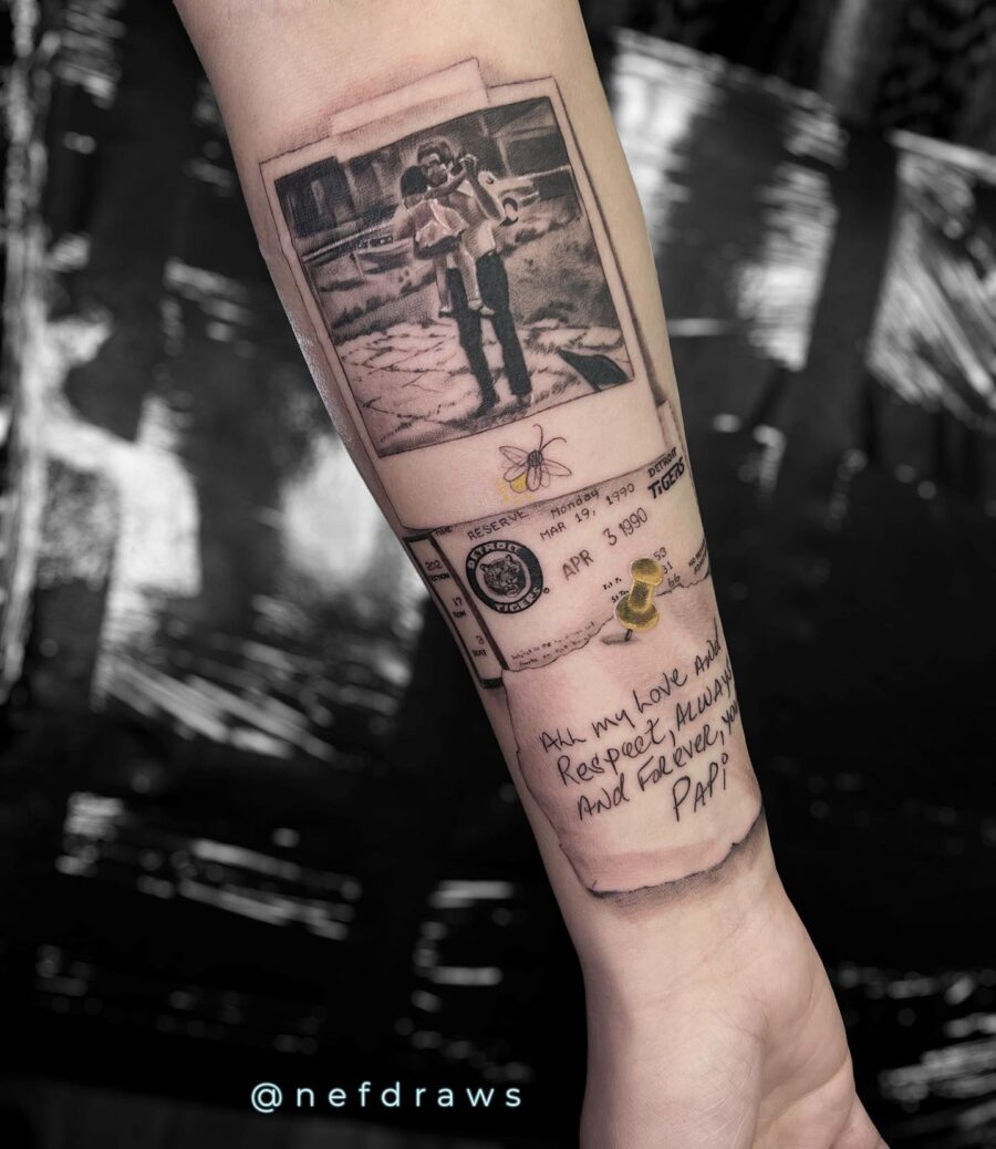 Beautiful family tribute tattoo with heartfelt words