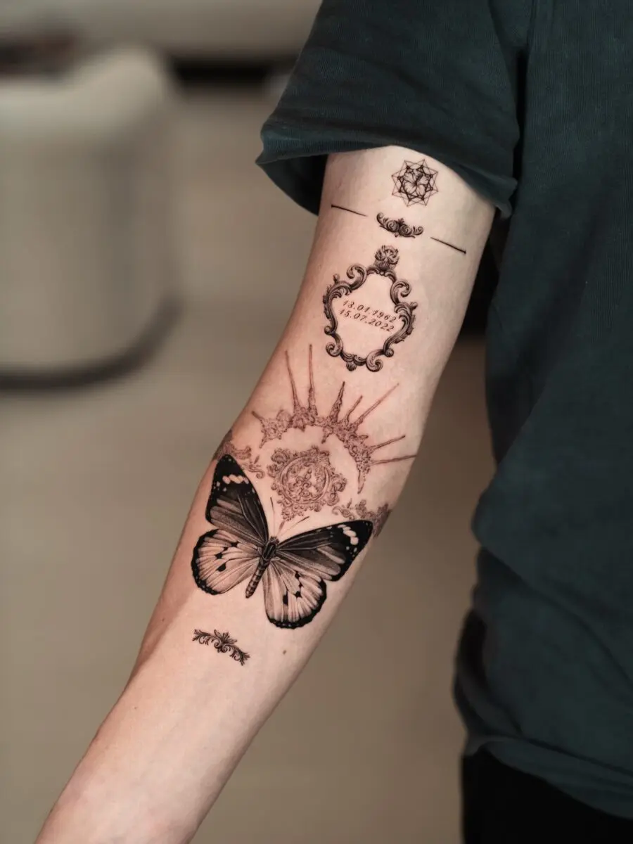 Elegant butterfly tattoo with intricate details