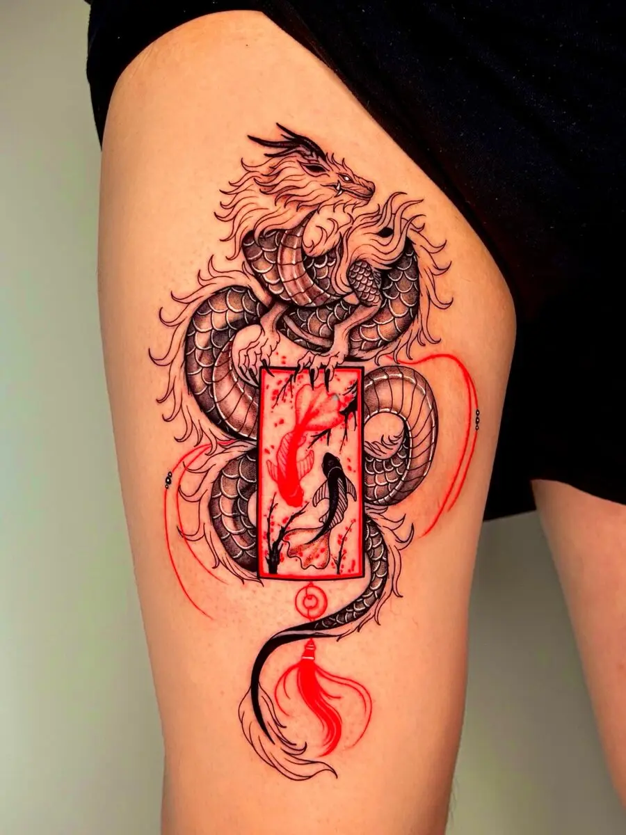 Symbolic Japanese dragon inked masterpiece