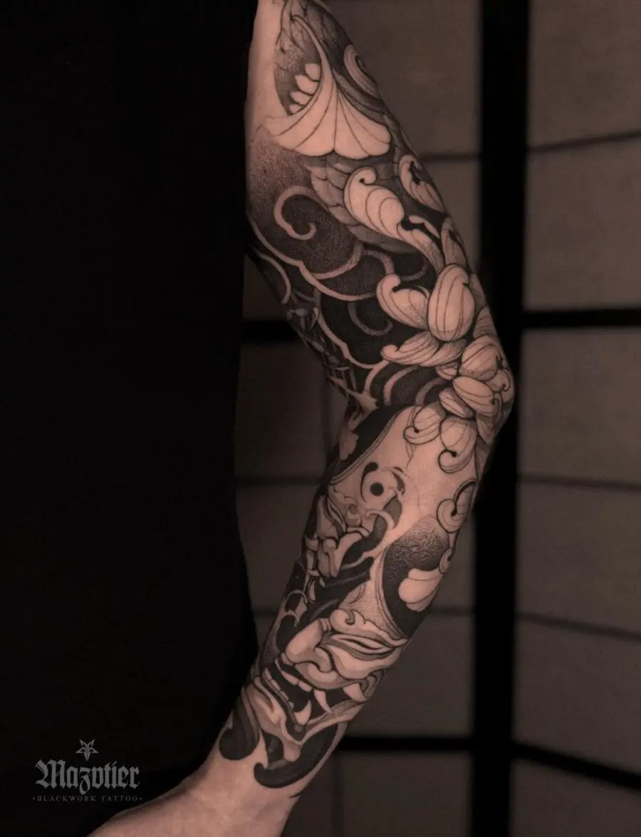 Stunning Blackwork Japanese Tattoo on Arm