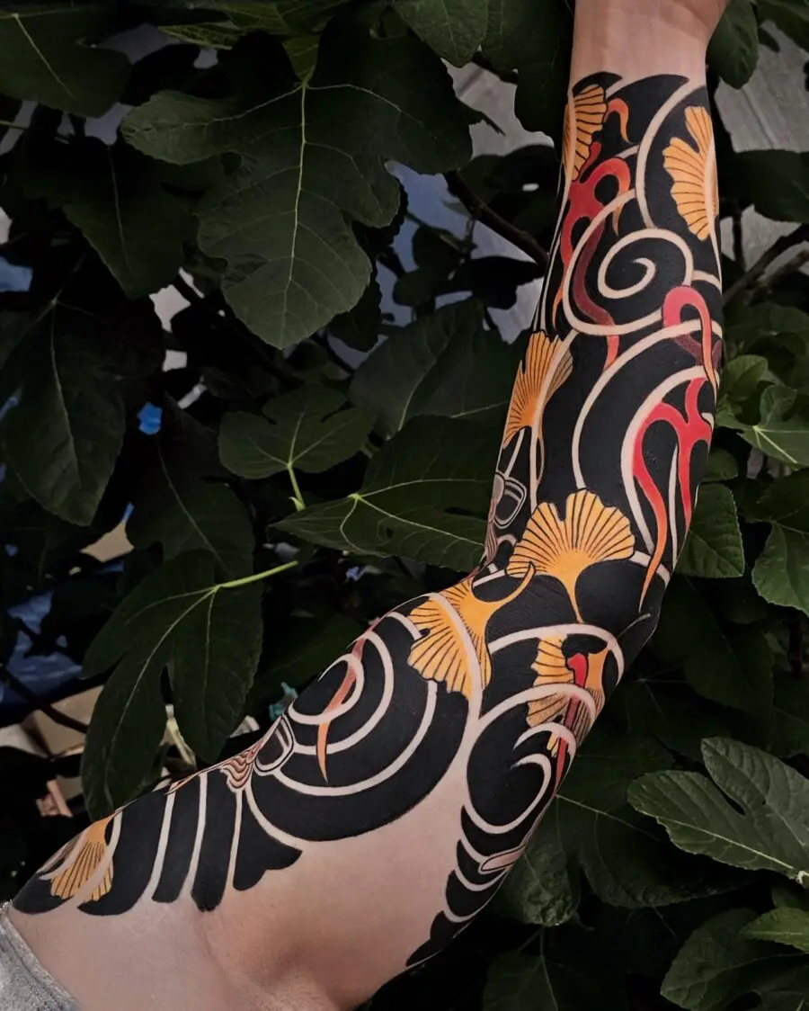 Vibrant Japanese Tattoo Sleeve with Nature Motifs