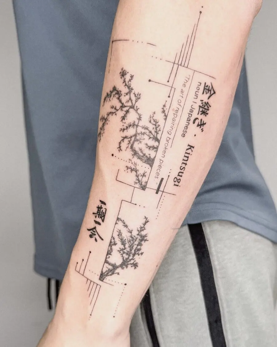 Intricate Kintsugi-Inspired Japanese Tattoo Design