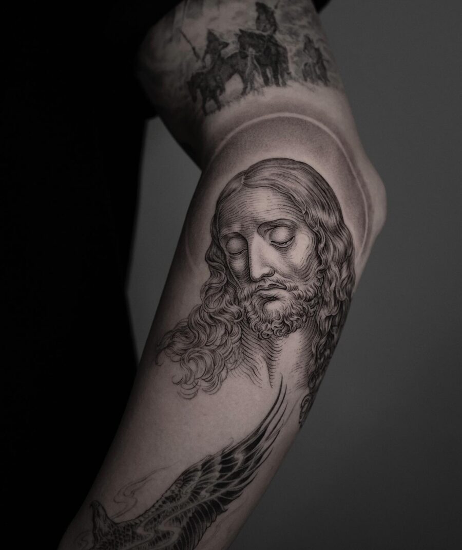 Realistic depiction of Jesus’ serene expression