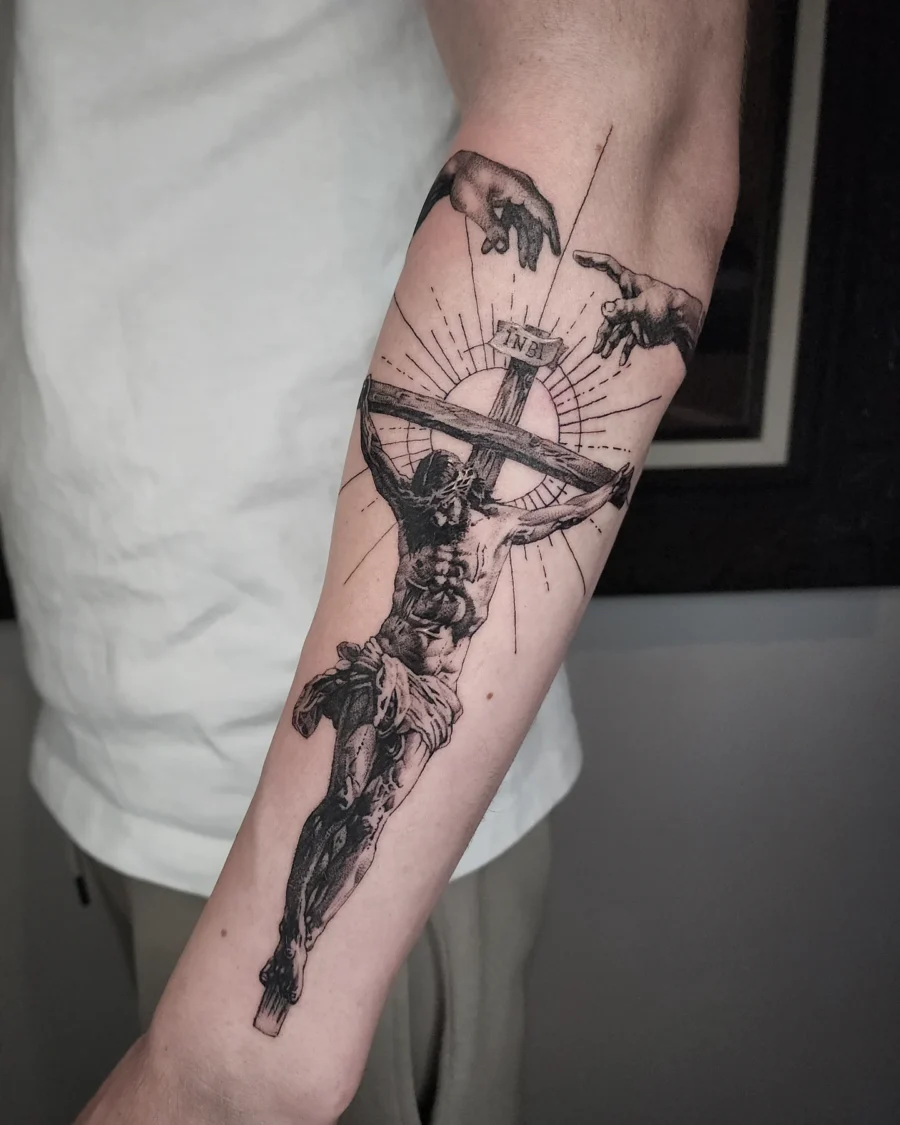 Intricate Jesus Crucifixion Tattoo Design