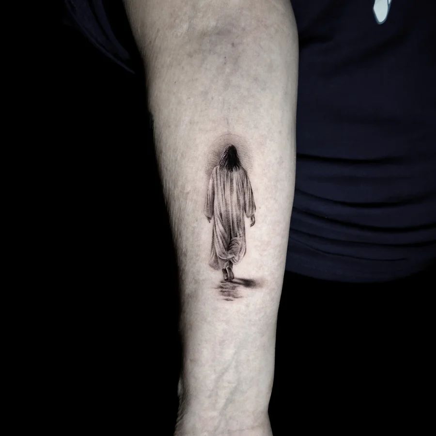 Faith Illustrated: Jesus Walking Tattoo