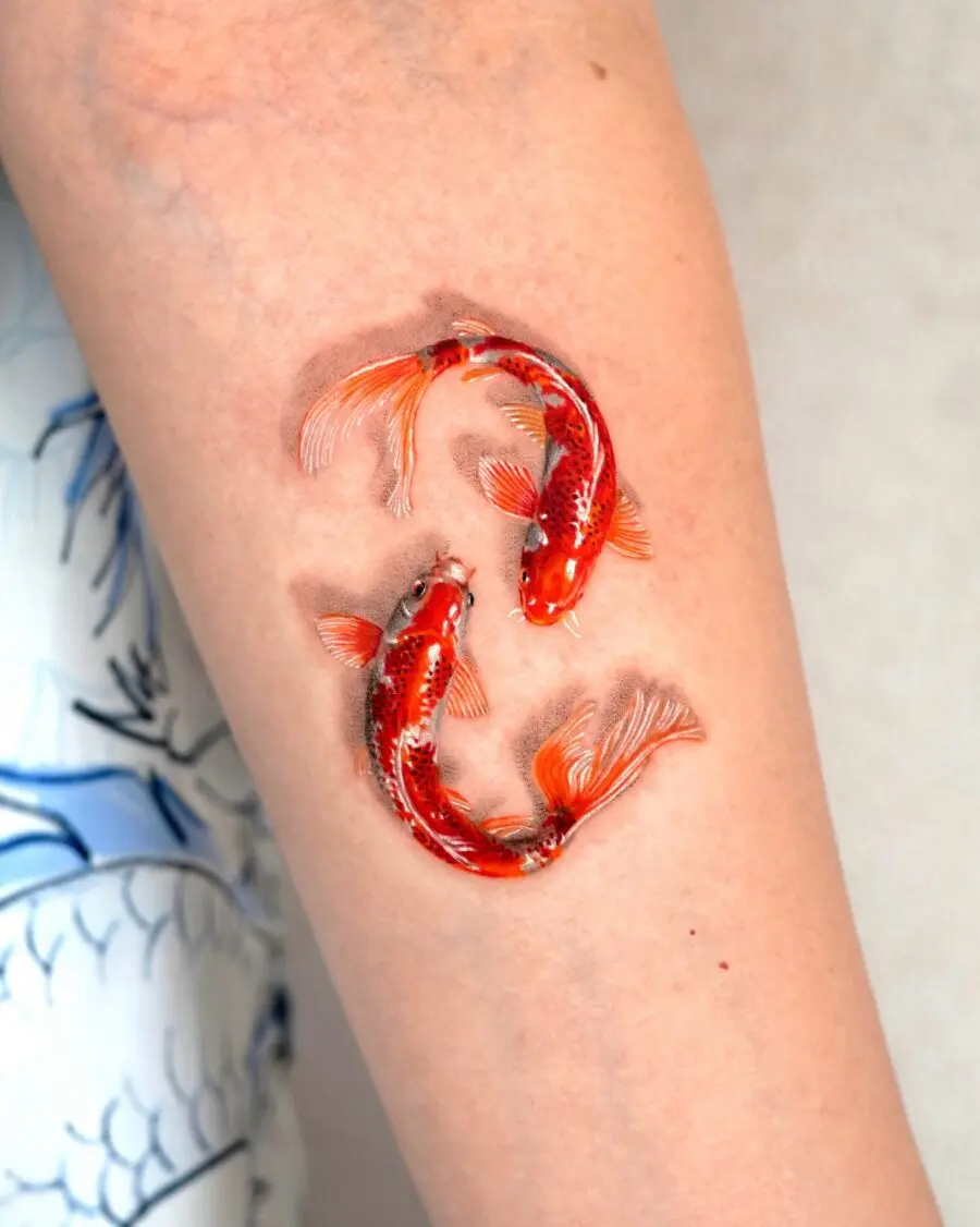 Vibrant koi fish tattoo symbolizing strength and perseverance