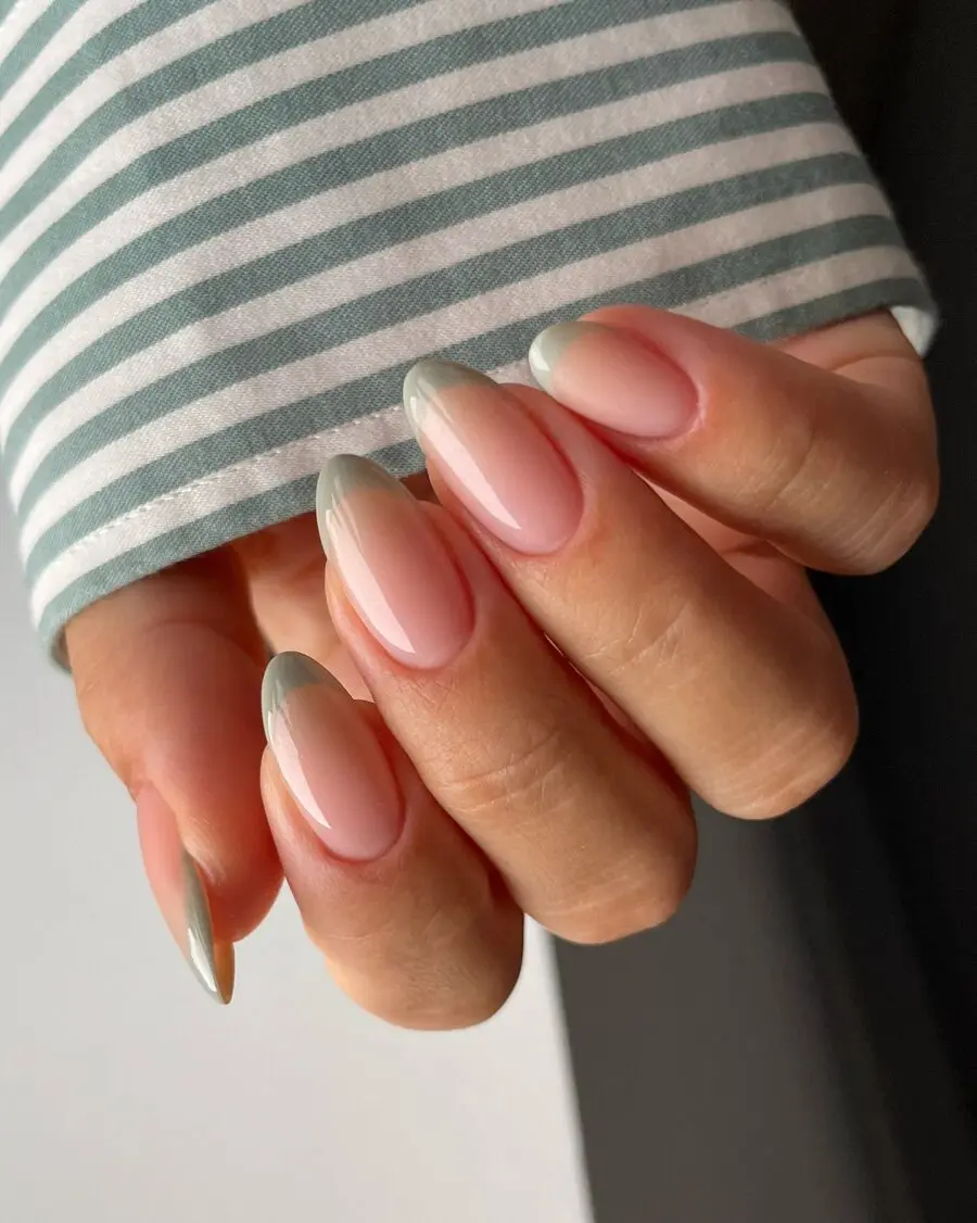 Chic minimalist nails with subtle grey tips