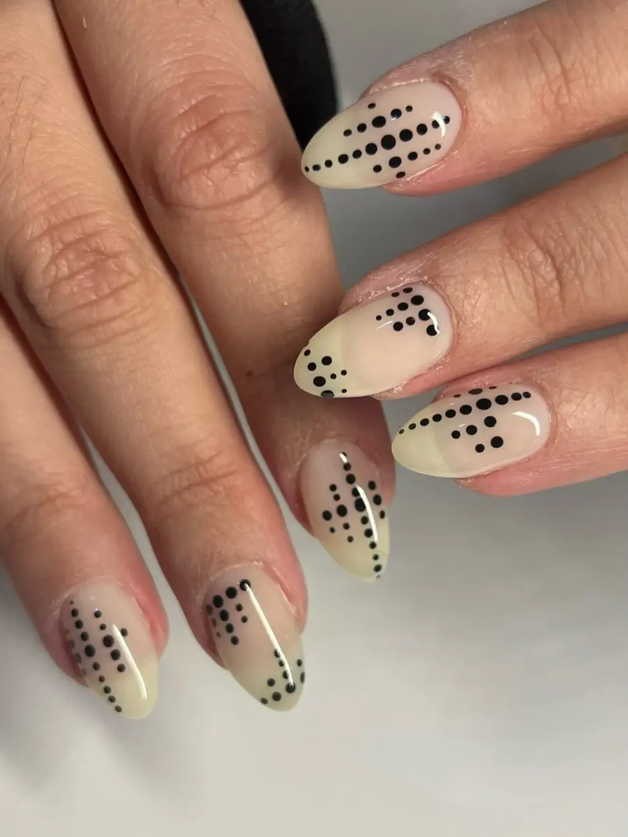 Stylish minimalist nails with elegant black dots