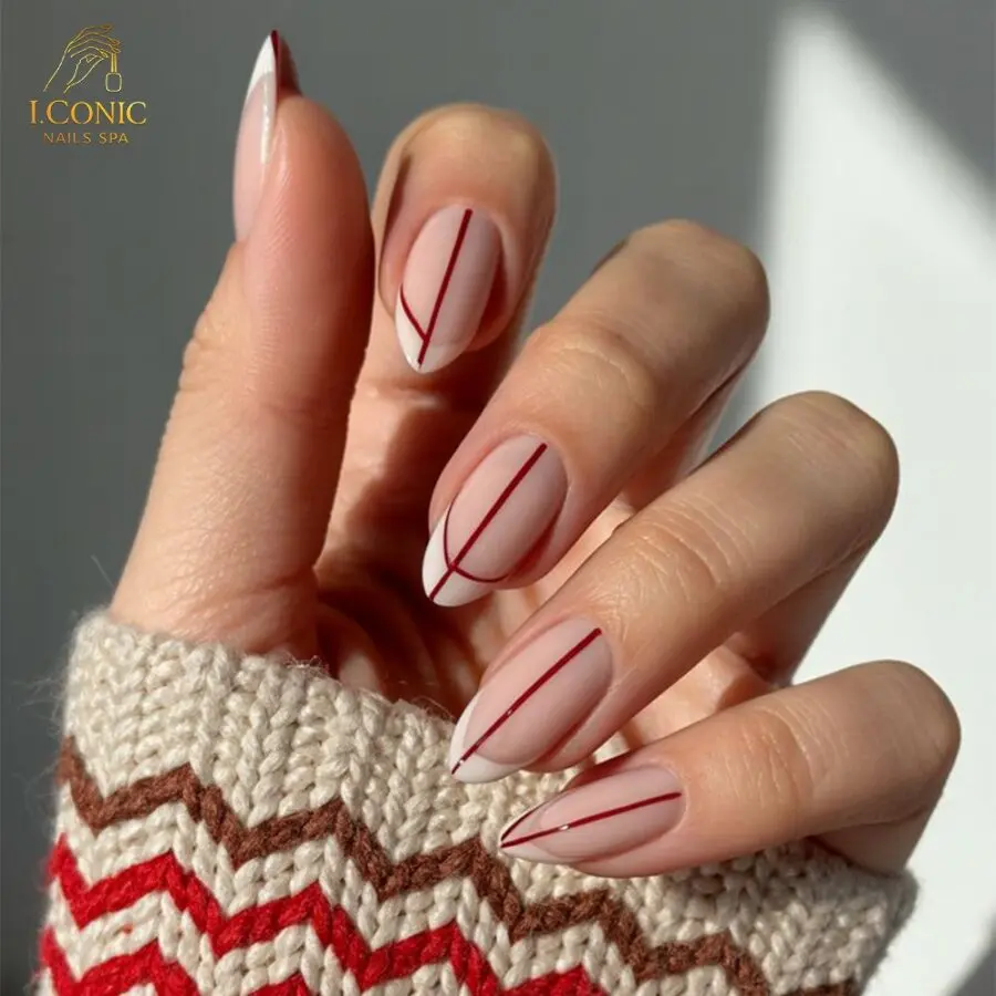 Chic minimalist nails with elegant red accents