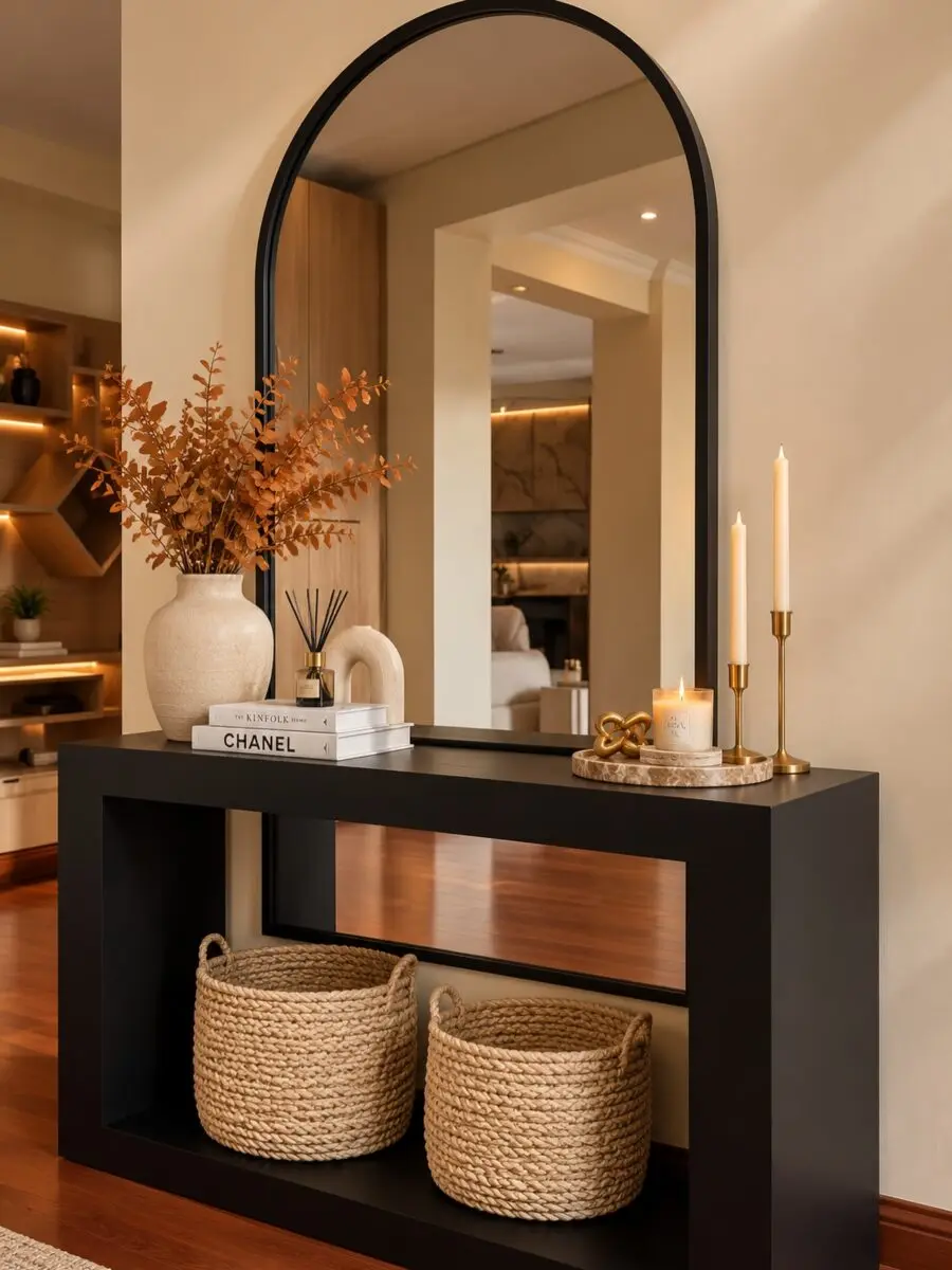 Elegant entryway table with chic decor accents