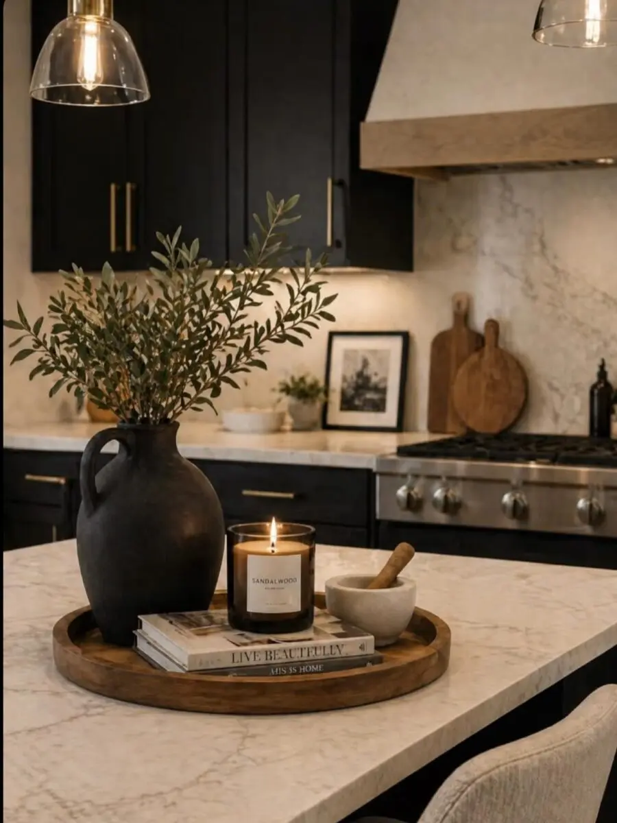 Stylish kitchen counter with modern farmhouse aesthetics