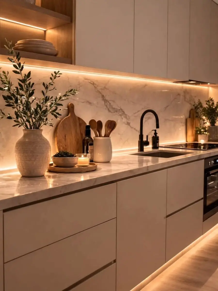 Elegant minimalist kitchen counter decor ideas