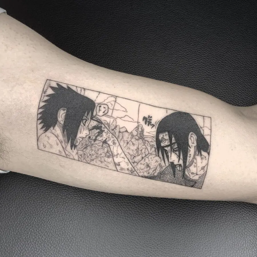 Iconic duel from Naruto tattoo art
