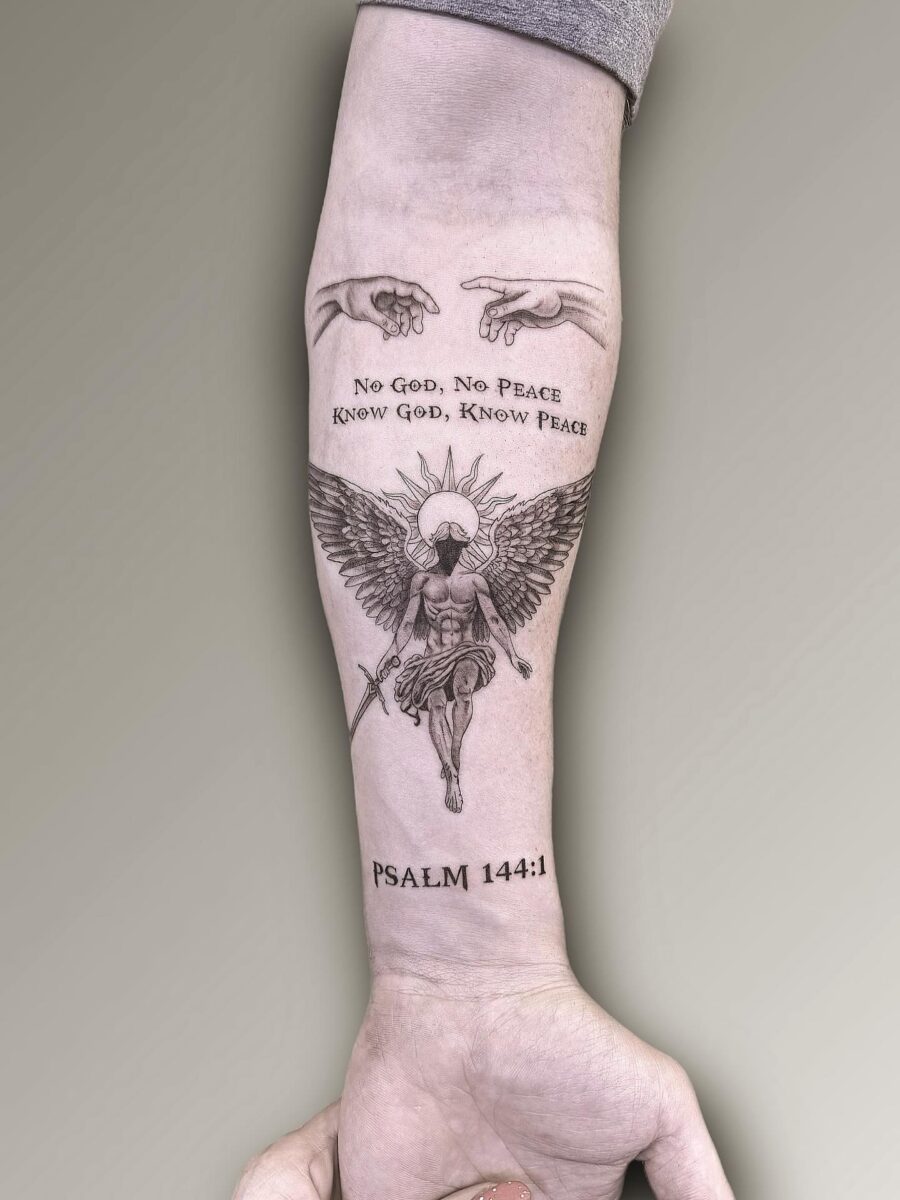 Symbolic Psalm-Inspired Tattoo Emphasizing Peace