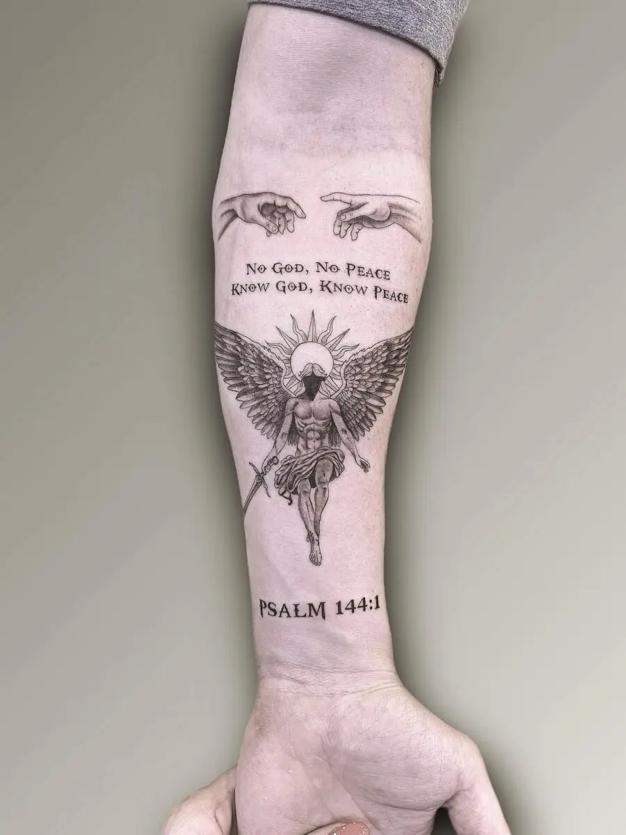 Symbolic Psalm-Inspired Tattoo Emphasizing Peace